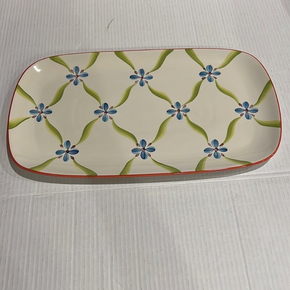 Southern Living at Home Blue Floral on Creme Ceramic Tray - Picture 6 of 6